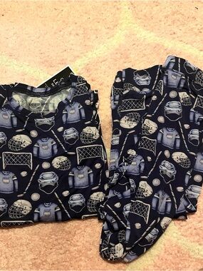 Kids Navy Hockey Bamboo Pajama Set